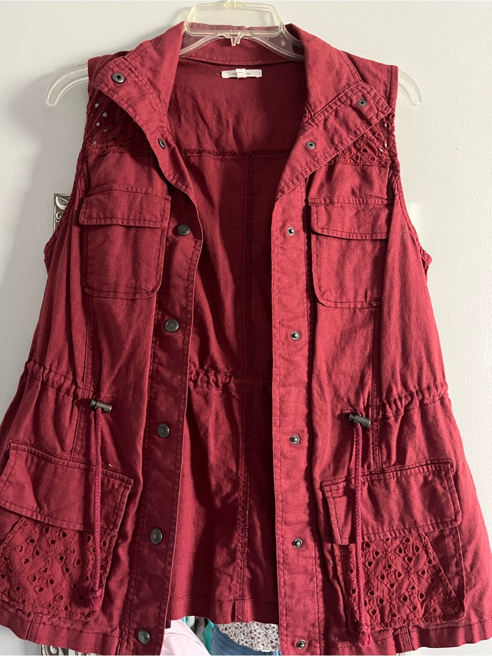 Maurices Sleeveless Utility Vest in Deep Red